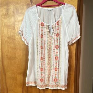 Jjill White Embroidered Women's Top